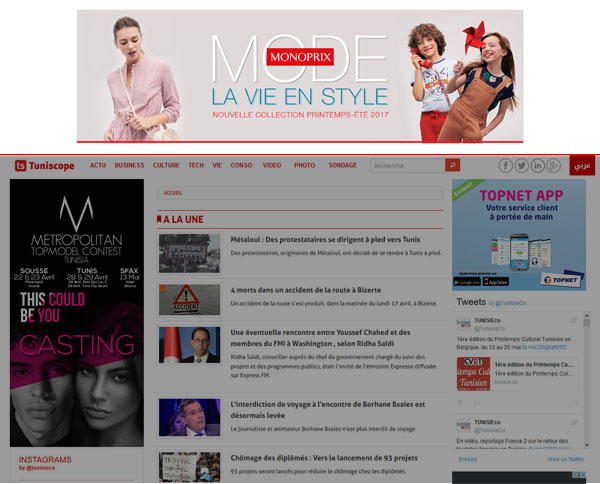 Campagne MONOPRIX sur TUNISCOPE.com