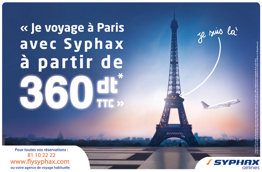 Je voyage à  Paris avec Syphax à  partir de 360 Dt