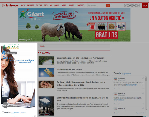 Campagne BNAnet sur TUNISCOPE.com