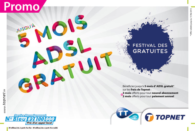 Topnet : 5 mois d'ADSL gratuit