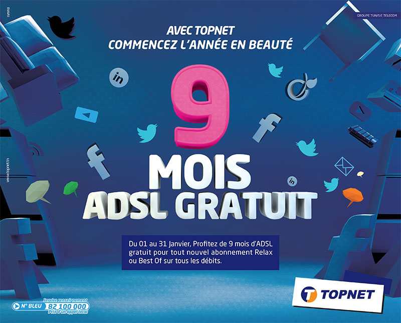 Campagne Topnet : 9 mois ADSL gratuit